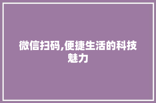 微信扫码,便捷生活的科技魅力