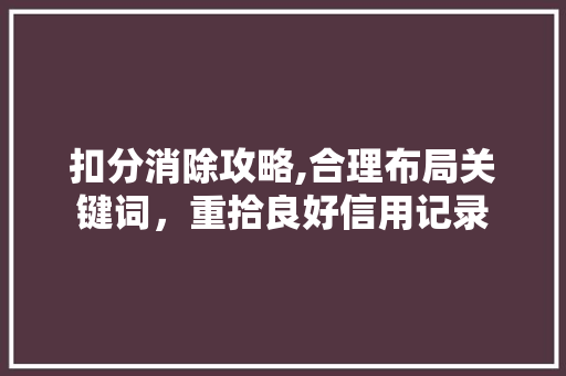 扣分消除攻略,合理布局关键词，重拾良好信用记录 服务器/数据库
