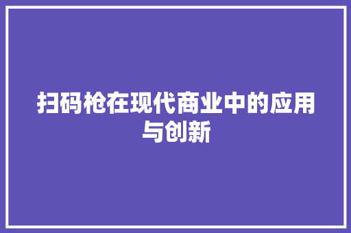 扫码枪在现代商业中的应用与创新