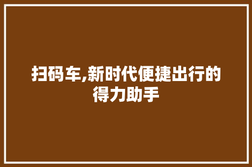 扫码车,新时代便捷出行的得力助手