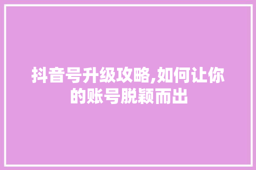 抖音号升级攻略,如何让你的账号脱颖而出