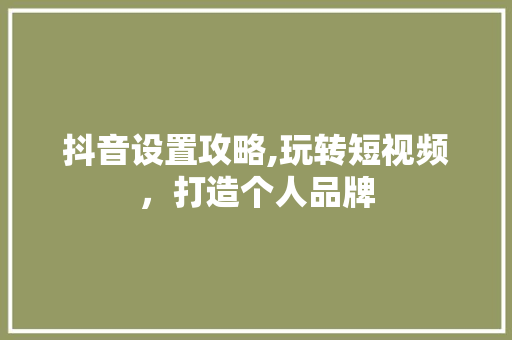 抖音设置攻略,玩转短视频，打造个人品牌 建站教程