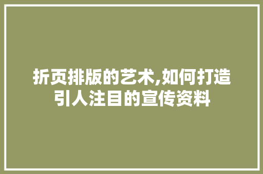 折页排版的艺术,如何打造引人注目的宣传资料