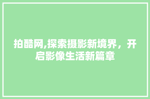 拍酷网,探索摄影新境界，开启影像生活新篇章