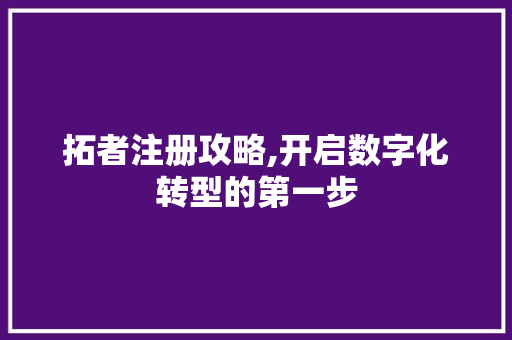 拓者注册攻略,开启数字化转型的第一步