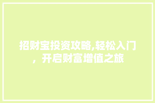 招财宝投资攻略,轻松入门，开启财富增值之旅