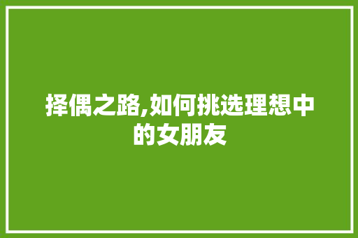 择偶之路,如何挑选理想中的女朋友