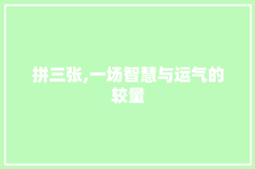 拼三张,一场智慧与运气的较量