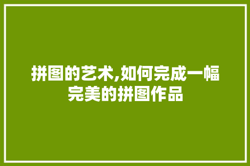 拼图的艺术,如何完成一幅完美的拼图作品