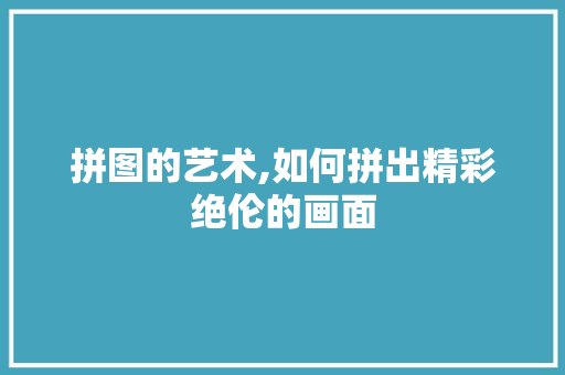 拼图的艺术,如何拼出精彩绝伦的画面