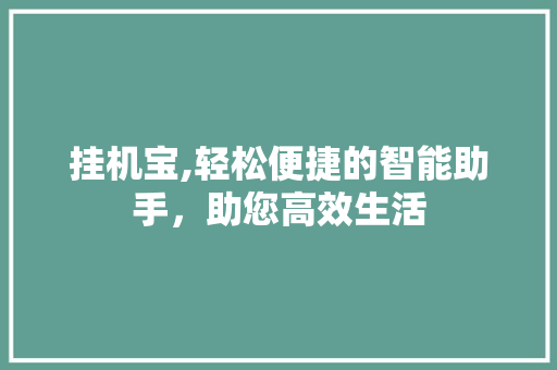 挂机宝,轻松便捷的智能助手，助您高效生活