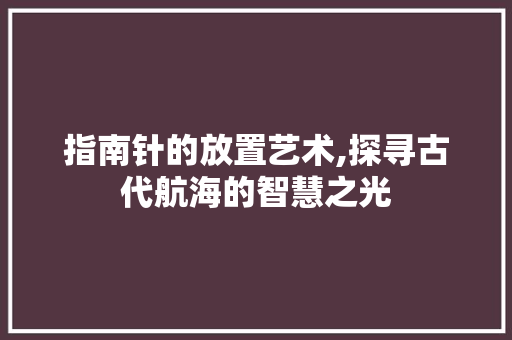 指南针的放置艺术,探寻古代航海的智慧之光 指南针的放置艺术,探寻古代航海的智慧之光