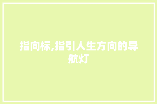 指向标,指引人生方向的导航灯 指向标,指引人生方向的导航灯
