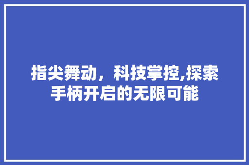 指尖舞动，科技掌控,探索手柄开启的无限可能