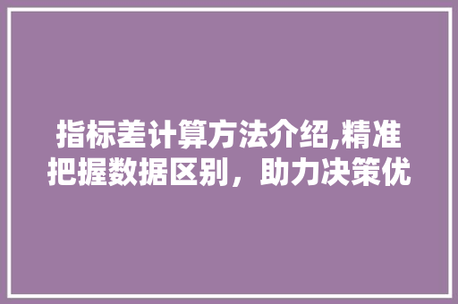 指标差计算方法介绍,精准把握数据区别，助力决策优化