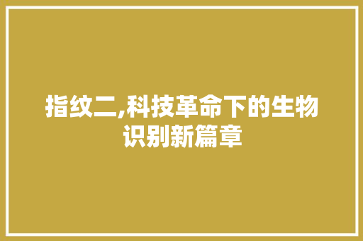 指纹二,科技革命下的生物识别新篇章