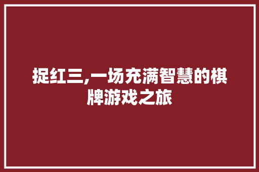 捉红三,一场充满智慧的棋牌游戏之旅