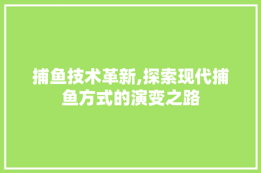 捕鱼技术革新,探索现代捕鱼方式的演变之路