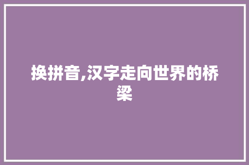 换拼音,汉字走向世界的桥梁