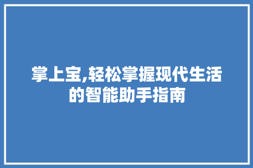 掌上宝,轻松掌握现代生活的智能助手指南 WordPress教程