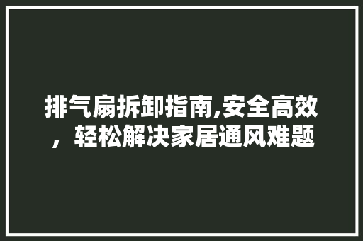 排气扇拆卸指南,安全高效，轻松解决家居通风难题