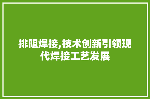 排阻焊接,技术创新引领现代焊接工艺发展 服务器/数据库