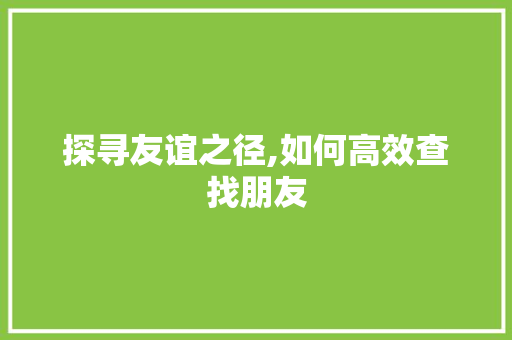 探寻友谊之径,如何高效查找朋友