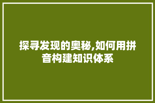 探寻发现的奥秘,如何用拼音构建知识体系