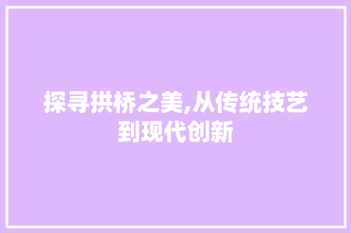 探寻拱桥之美,从传统技艺到现代创新