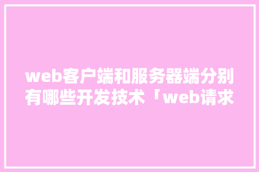 web客户端和服务器端分别有哪些开发技术「web请求竞争数据库是什么」