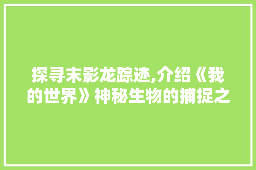 探寻末影龙踪迹,介绍《我的世界》神秘生物的捕捉之路