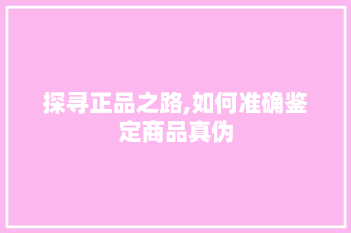 探寻正品之路,如何准确鉴定商品真伪