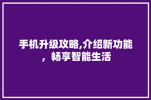 手机升级攻略,介绍新功能，畅享智能生活