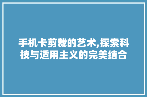 手机卡剪裁的艺术,探索科技与适用主义的完美结合