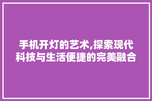 手机开灯的艺术,探索现代科技与生活便捷的完美融合 SEO教程