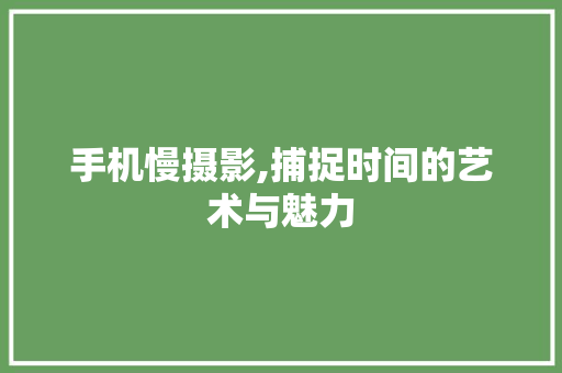 手机慢摄影,捕捉时间的艺术与魅力