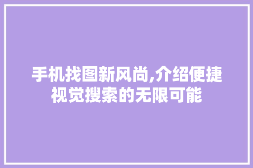手机找图新风尚,介绍便捷视觉搜索的无限可能