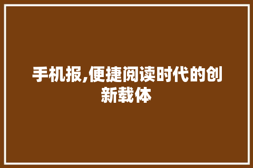 手机报,便捷阅读时代的创新载体