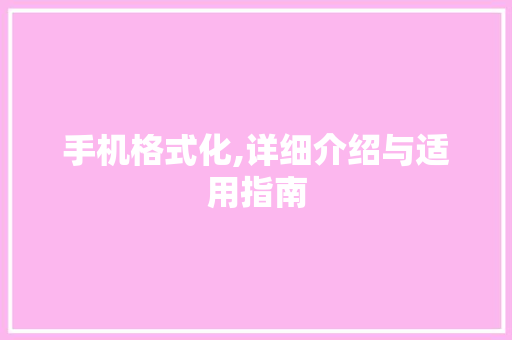手机格式化,详细介绍与适用指南