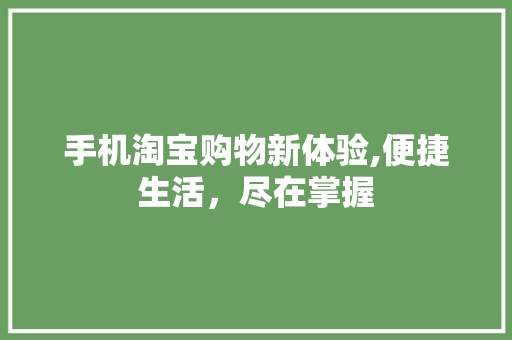 手机淘宝购物新体验,便捷生活，尽在掌握 WordPress教程