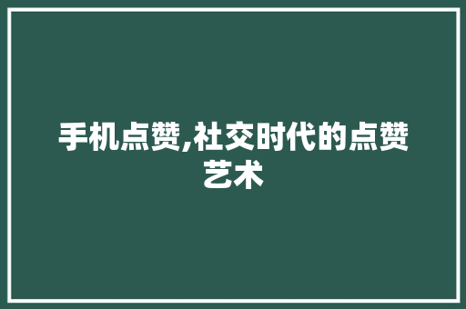 手机点赞,社交时代的点赞艺术