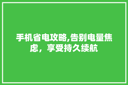 手机省电攻略,告别电量焦虑，享受持久续航 友链在线