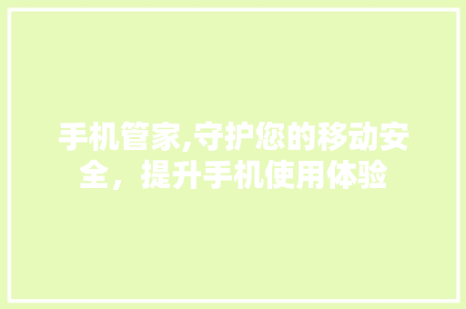 手机管家,守护您的移动安全，提升手机使用体验