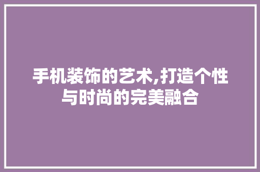 手机装饰的艺术,打造个性与时尚的完美融合