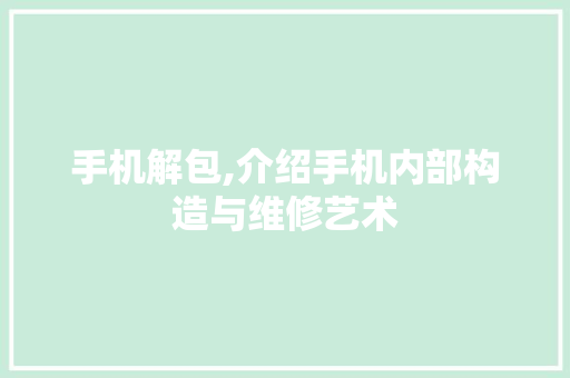 手机解包,介绍手机内部构造与维修艺术