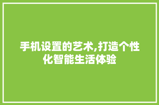 手机设置的艺术,打造个性化智能生活体验