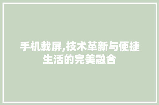 手机载屏,技术革新与便捷生活的完美融合