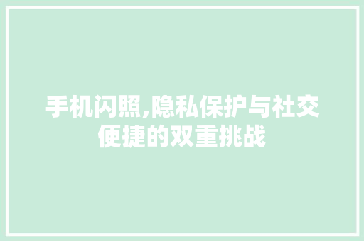 手机闪照,隐私保护与社交便捷的双重挑战