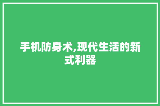 手机防身术,现代生活的新式利器 SEO教程