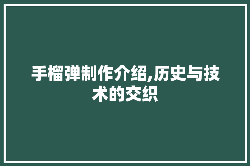 手榴弹制作介绍,历史与技术的交织